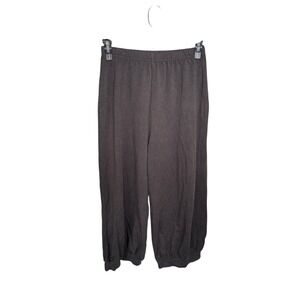 Bryn Walker Wyatt Bamboo Cotton Knit Wide-Leg Crop Pull-On Pants Charcoal Sz XS